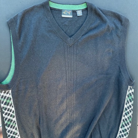Greg Norman Other - Greg Norman Sweater Vest Mens Large Black Good Plaid Side Panels V-Neck Golf